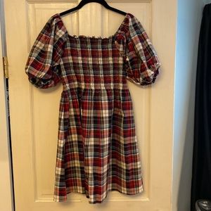 Maxwell and Geraldine Red Plaid Short Smocked Dress Size M EUC